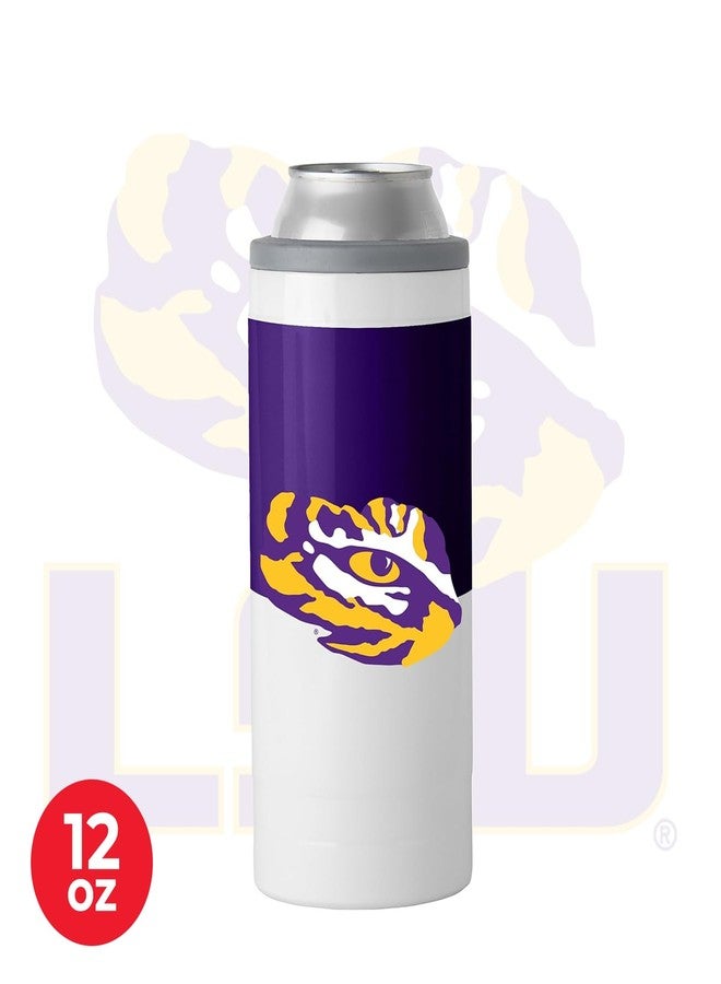 Logo Brands NCAA LSU Tigers 12oz Slim Can Coolie - Colorblock Design - Image 4
