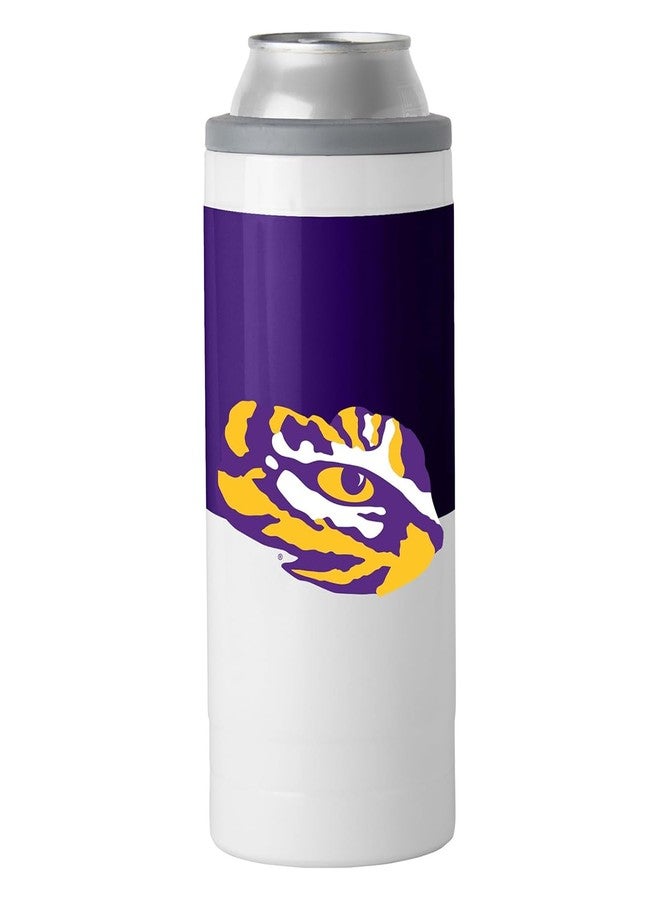 Logo Brands NCAA LSU Tigers 12oz Slim Can Coolie - Colorblock Design - Image 1