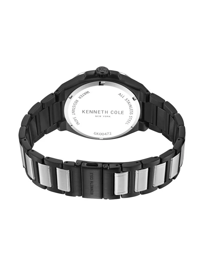 Kenneth Cole New York Kenneth Cole New York 43.5mm Multifunction Men's Watch with Black Dial & Black, Silver Stainless Steel Bracelet