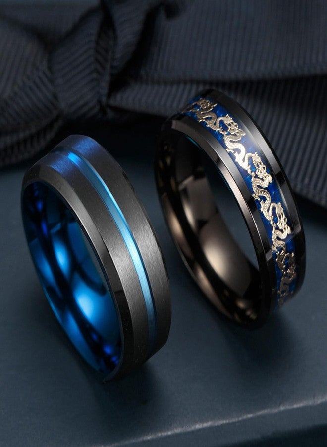 EIELO 16Pcs Stainless Steel Band Rings for Men Cool Black Golden Silvery Plated Rings Comfort Fit Fidget Spinning Chain Ring Fashion Simple Mens Wedding Engagement Ring Set 10 - Image 4