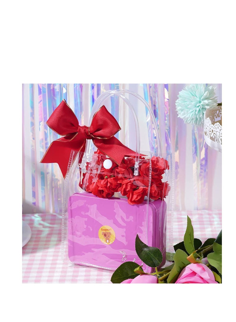 25 قطعة أكياس هدايا PVC شفافة مع مقابض أكياس تسوق بلاستيكية صغيرة أكياس تغليف هدايا شفافة قابلة لإعادة الاستخدام لحفلات الزفاف أكياس حلوى الحلويات بضائع التجزئة للأعمال الصغيرة 59x51 بوصة - Image 4