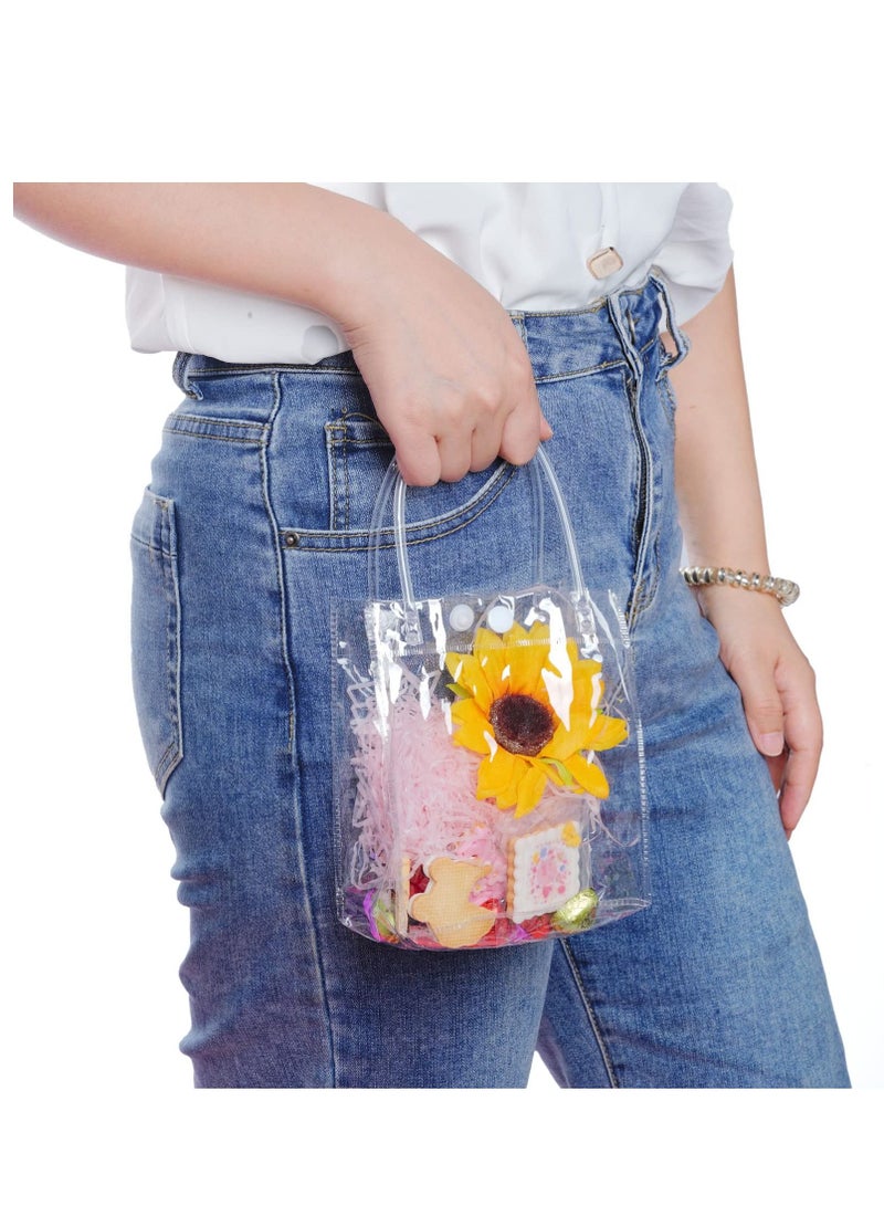 25 قطعة أكياس هدايا PVC شفافة مع مقابض أكياس تسوق بلاستيكية صغيرة أكياس تغليف هدايا شفافة قابلة لإعادة الاستخدام لحفلات الزفاف أكياس حلوى الحلويات بضائع التجزئة للأعمال الصغيرة 59x51 بوصة - Image 2