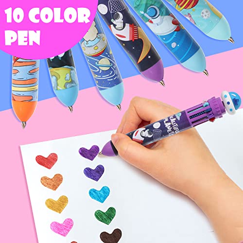 YOYTOO Multicolor Ballpoint Pen 0.7 mm, 10-in-1 Colored Pens Fine Point Retractable Cartoon Space Ballpoint Pens for Back to School Office Supplies Students Kids Gifts, 6 Pack - Image 3