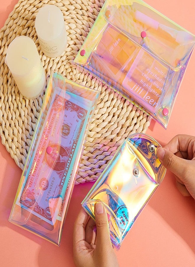 Patelai 3 Pcs Holographic Makeup Bag Iridescent Pencil Pouch Clear Transparent Small Iridescent Waterproof Cosmetic Bag Make up Envelop Organizer Case Travel Clear Coin Purse for Women(Mixed Sizes) - Image 5