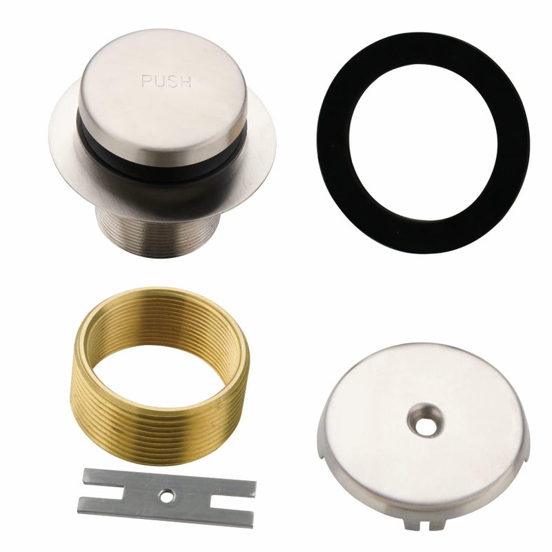 HIDROP Tub Drain Tip Toe Bathtub Drain Conversion Kit Assembly Brushed Nickel Replacement Bath Drain Trim Kit with Single Hole Overflow Faceplate and Universal FineCoarse Thread Assembly