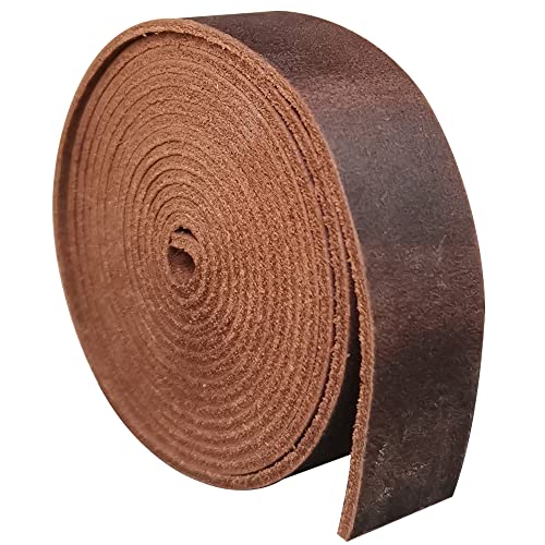 Fan&Ran Genuine Leather Strip 1 Inch Wide 64 Inches Long for DIY Craft Projects 182mm Thick Coffee Brown - Image 1
