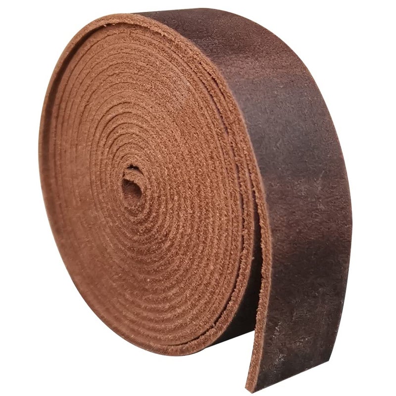Fan&Ran Genuine Leather Strip 1 Inch Wide 64 Inches Long for DIY Craft Projects 182mm Thick Coffee Brown - Image 3