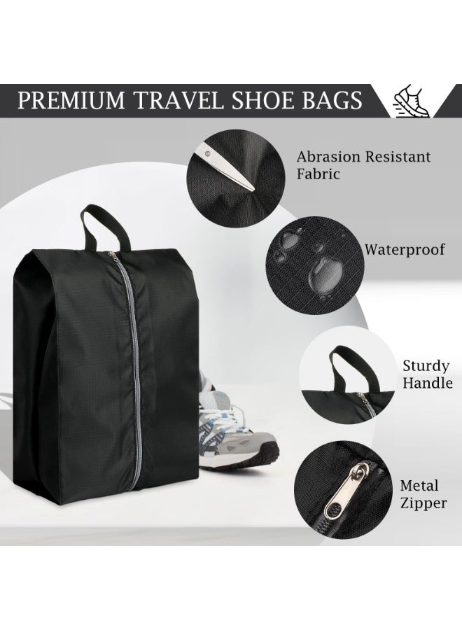 Sakina 4pcs Waterproof Travel Shoe Bags, Large Capacity Shoe Organizer, Zipper and Handle Design, Portable Storage for Travel, Suitable for Men and Women Sneakers Boots(Black) - Image 2