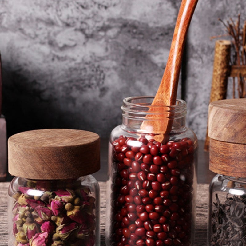 Round Honey Canister Food Sealed Storage Container Practical Glass Jar Empty Storage Bottle for Loose Tea Coffee Bean Sugar Salt (190ml) - Image 2