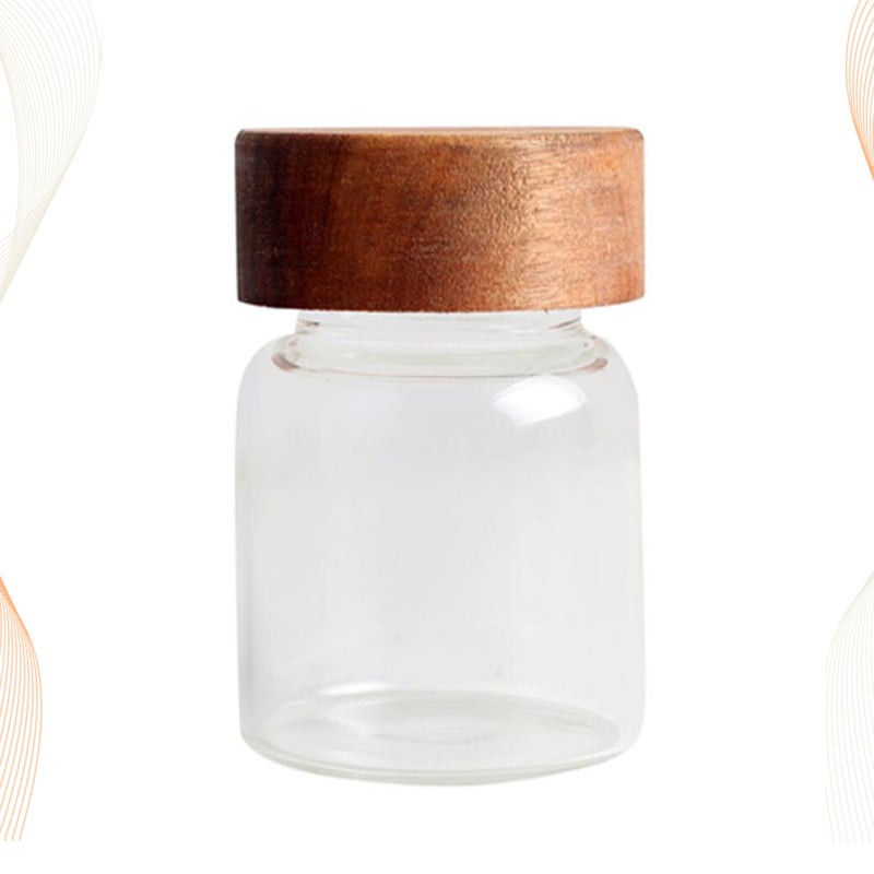 Round Honey Canister Food Sealed Storage Container Practical Glass Jar Empty Storage Bottle for Loose Tea Coffee Bean Sugar Salt (190ml) - Image 3