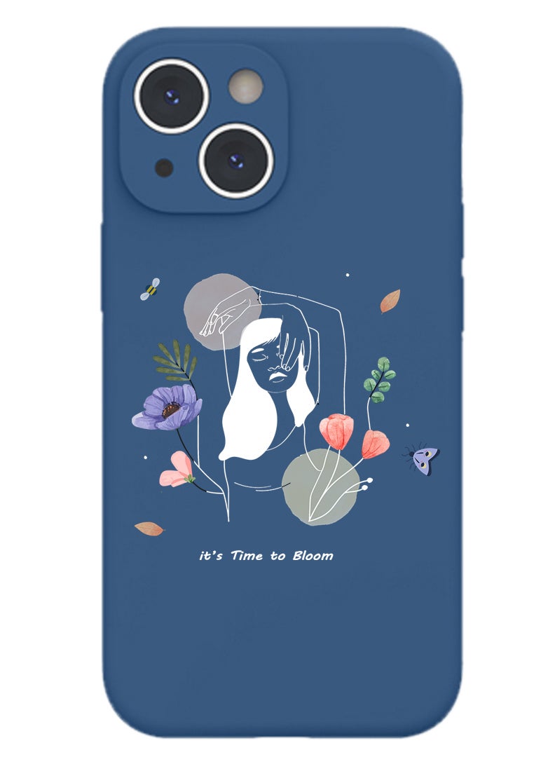 Theodor Protective Slim Fit Case Liquid Silicone Cover with Full Body Protection Anti-Scratch Shockproof Case For iPhone 15 Blue  - Bloom2 - Image 1