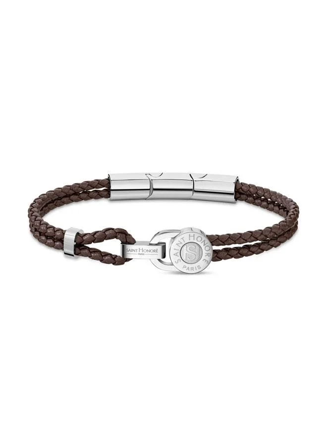 Saint Honore Paris Lock Coin Braided Leather Bracelet for Men