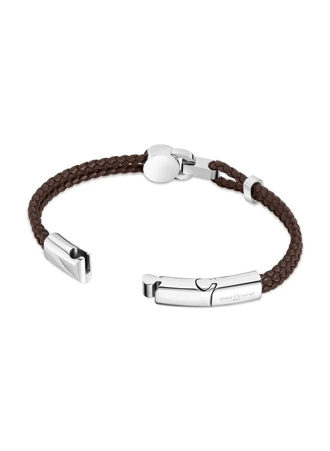Saint Honore Paris Lock Coin Braided Leather Bracelet for Men