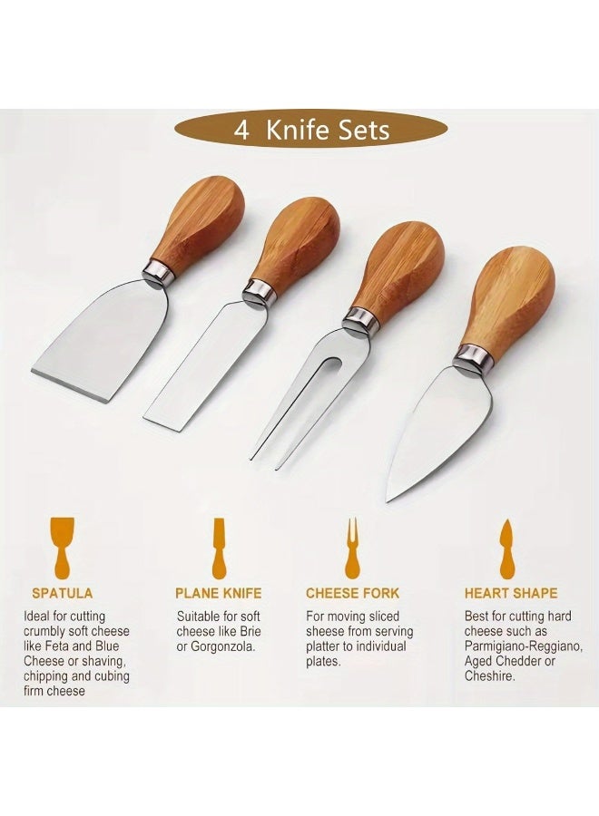 صينية جبن وحامل سكاكين مغناطيسي - مجموعة ألواح تقديم كبيرة مقاس 14 بوصة × 11 بوصة لحفلات الانتقال إلى منزل جديد، والذكرى السنوية، وعيد الميلاد، وعيد الشكر - Image 5