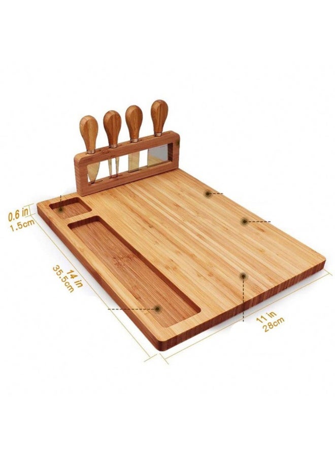 صينية جبن وحامل سكاكين مغناطيسي - مجموعة ألواح تقديم كبيرة مقاس 14 بوصة × 11 بوصة لحفلات الانتقال إلى منزل جديد، والذكرى السنوية، وعيد الميلاد، وعيد الشكر - Image 3