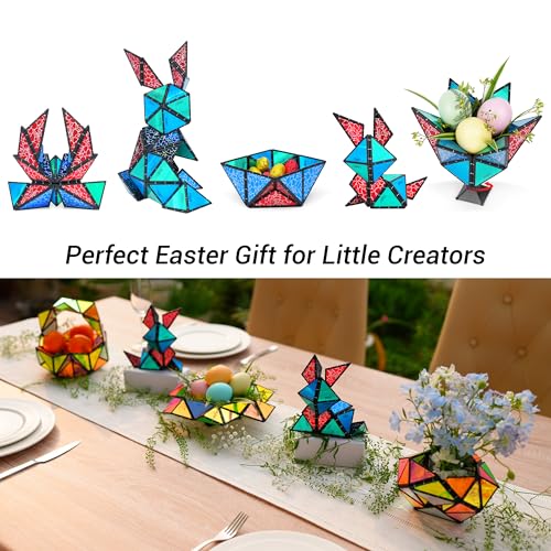 TOSY Magnet Pyramid Stone 1 Cube Transforms into 1 Billion Shapes Bunny Egg Basket Flowers Heart 243 Rare Earth Magnets Holographic Design PuzzleSTEAM Toy Easter Birthday Gift 2Pack - Image 5