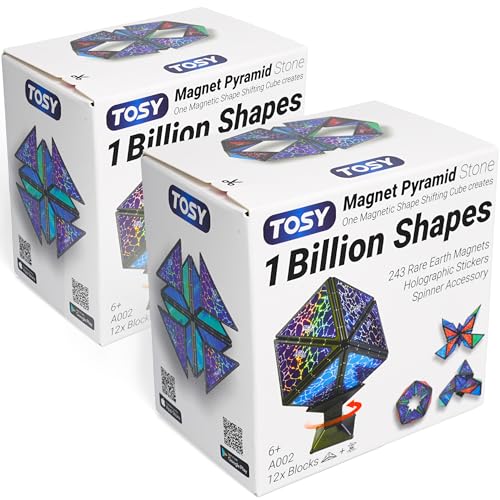 TOSY Magnet Pyramid Stone 1 Cube Transforms into 1 Billion Shapes Bunny Egg Basket Flowers Heart 243 Rare Earth Magnets Holographic Design PuzzleSTEAM Toy Easter Birthday Gift 2Pack - Image 1