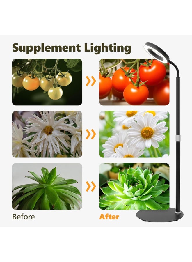 YelaJoy Desk Top Grow Lights for Indoor Plants,Full Spectrum Table Plant Light,24.2" Telescope Stand,UV LED Red Blue Halo Growing Lamp,Adjustable Gooseneck,Auto Timer,3 Lighting Modes,10-Level Dimmable - Image 5