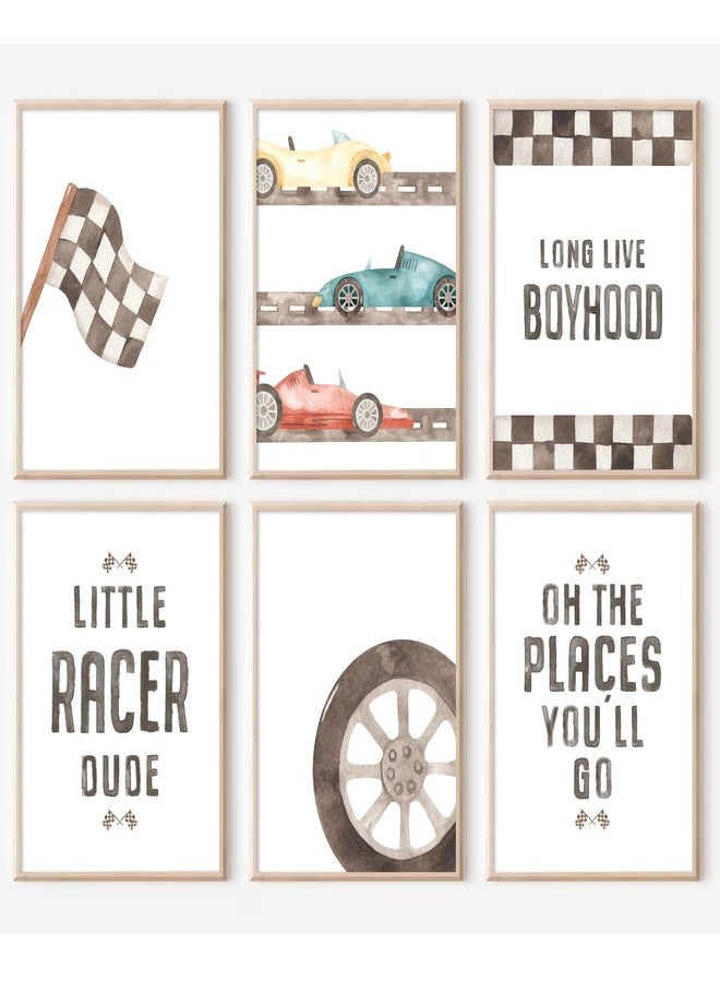 Pennclys Race Car Wall Art Boys Room Canvas Wall Decor Vintage Nursery Wall Art Vehicle Prints Kids Toddler Poster Retro Car Pictures for Boys Bedroom Playroom 8x10x6 Inch Unframed - Image 1