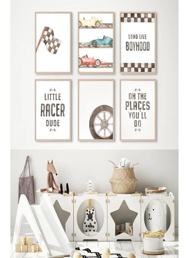 Pennclys Race Car Wall Art Boys Room Canvas Wall Decor Vintage Nursery Wall Art Vehicle Prints Kids Toddler Poster Retro Car Pictures for Boys Bedroom Playroom 8x10x6 Inch Unframed - Image 4