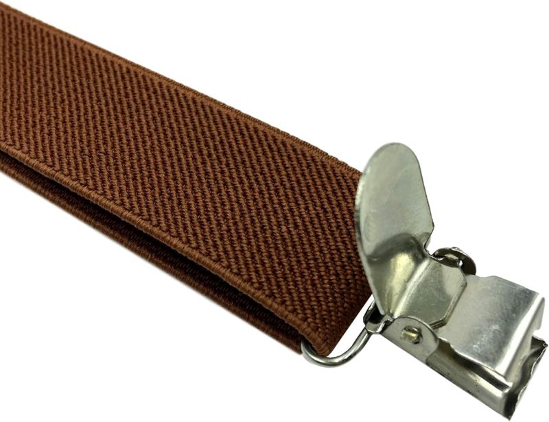 Unisex Suspenders: Coffee Color Adjustable Pant Clips - Elastic Polyester 24-42 Inch Stretched To 90 Inch, Comfort Fit For Weddings, Casual Days And Formal Occasions - Image 5
