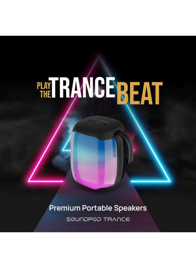 Smartix SoundPod Up Portable tooth Speaker, IPX5 Water Resistant, 10 Meters Transmission, Bluetooth V5.3, Dual Pairing, RGB Light, Support SD Card, AUX, FM Radio - Black - Image 4