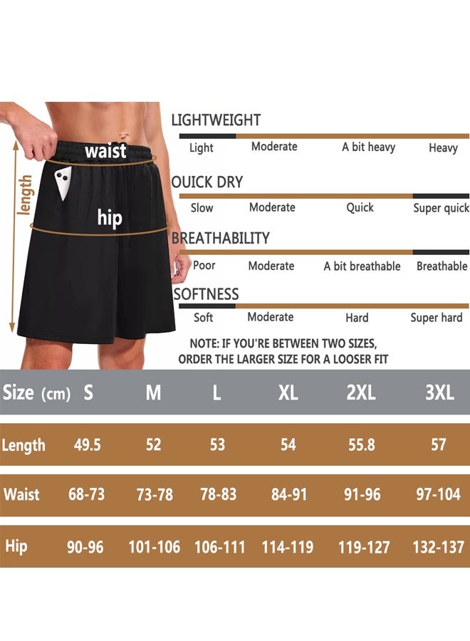GUSGU 3 Pack Men's Athletic Shorts, Workout Gym Basketball Lightweight Quick Dry Mens Shorts with Pockets for Running Casual Activewear Black Light Grey Navy Blue XL - Image 2