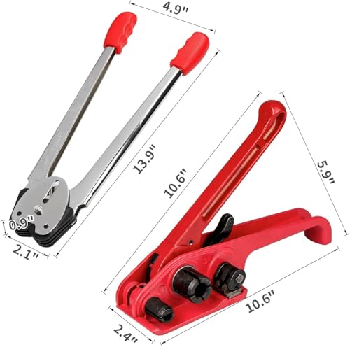 Palmarosa Packaging Strapping Kit - Pallet Poly Tensioner Tool Sealer, Banding Tool, 4000" Length x 1/2" Wide PP Belt, 100 Metal Seals for Packing and Shipping - Image 2