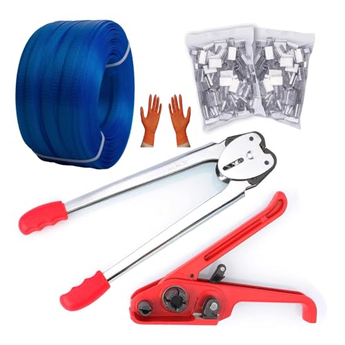 Palmarosa Packaging Strapping Kit - Pallet Poly Tensioner Tool Sealer, Banding Tool, 4000" Length x 1/2" Wide PP Belt, 100 Metal Seals for Packing and Shipping - Image 1