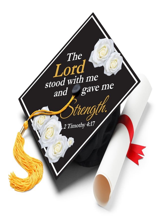 ADVANSYNC The Lord Stood With Me and Gave Me Strength Graduation Cap Topper - Image 1