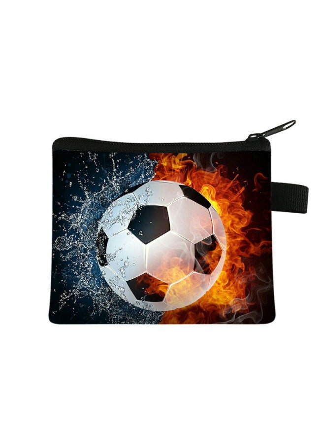 New Football-themed Children's Coin Purse, Cute Portable Short Wallet, Student Mini Cartoon Zipper Bag Bag