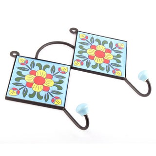 IndianShelf Handmade Ceramic Floral Wall Hooks Hangers Holders 2133 cm Turquoise 1 Piece - pzsku/Z4DE6DC6A7E4ED7043144Z/45/1746724751/8142bfe3-e8e1-4740-a190-ed1c08fa22e0