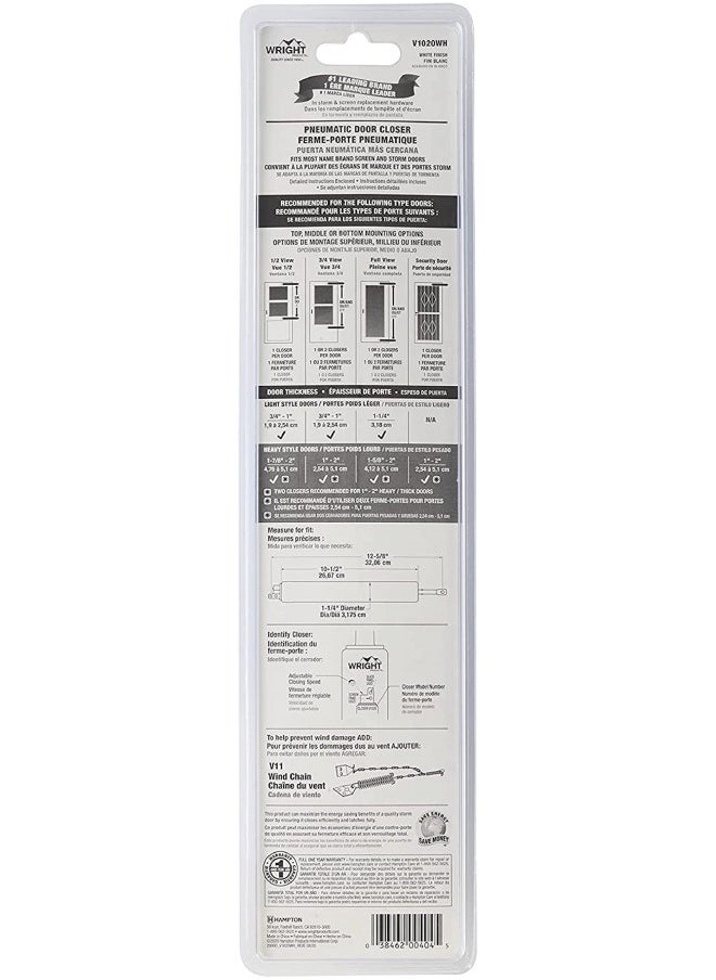 Wright Products Wright Products V1020WH Standard Duty Pneumatic Closer, White  - Image 3