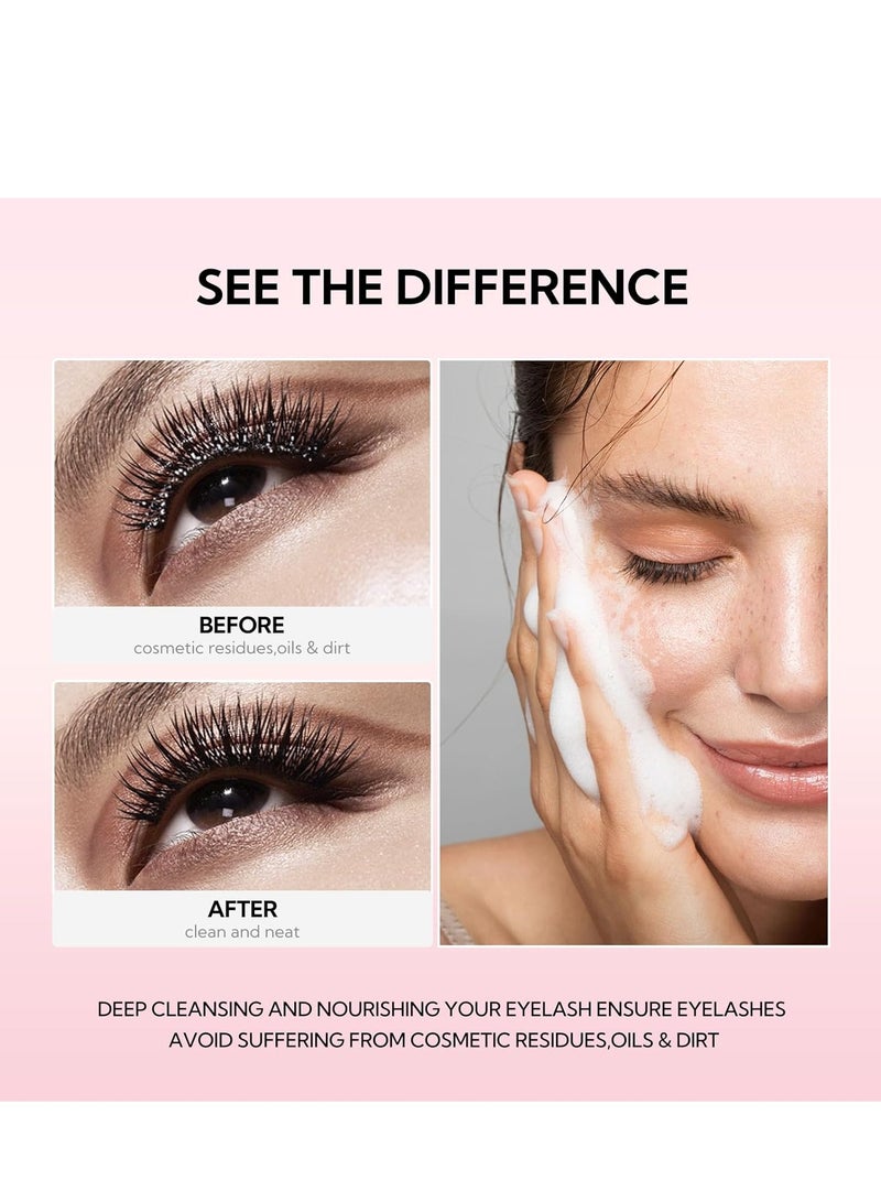 CARVENCHY Eyelash Shampoo 60ml with Cleansing Brush, Gentle Foam Cleanser for Lash Extensions & Natural Lashes, Soothing Non-Irritating Eye Makeup Remover Wash for Salon & Home Use. - Image 4