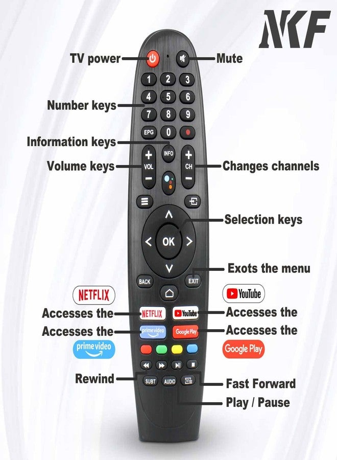 NKF EC32V2HA EC40V2FA Replace Remote Control Compatible with Caixun Android TV Remote for BLAUPUNKT TV Remote, for SANSUI TV Remote, for ARRQW TV Remote - Image 3