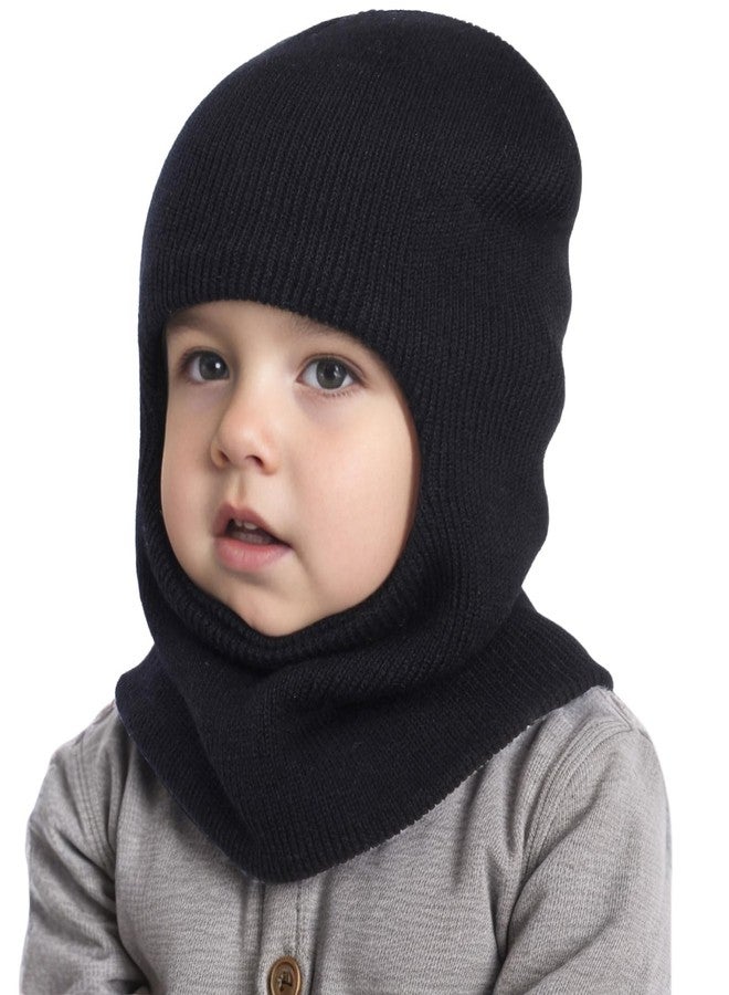 YATEEN Baby Winter Hat Scarf Set Kids Warm Windproof Knit Hood Fleece Hat Black - Image 2