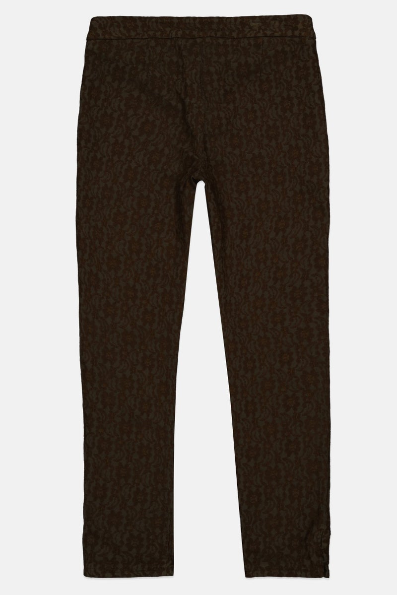 Harmont & Blaine Women Regular Fit Embroidered Straight Leg Pants, Dark Brown - Image 4