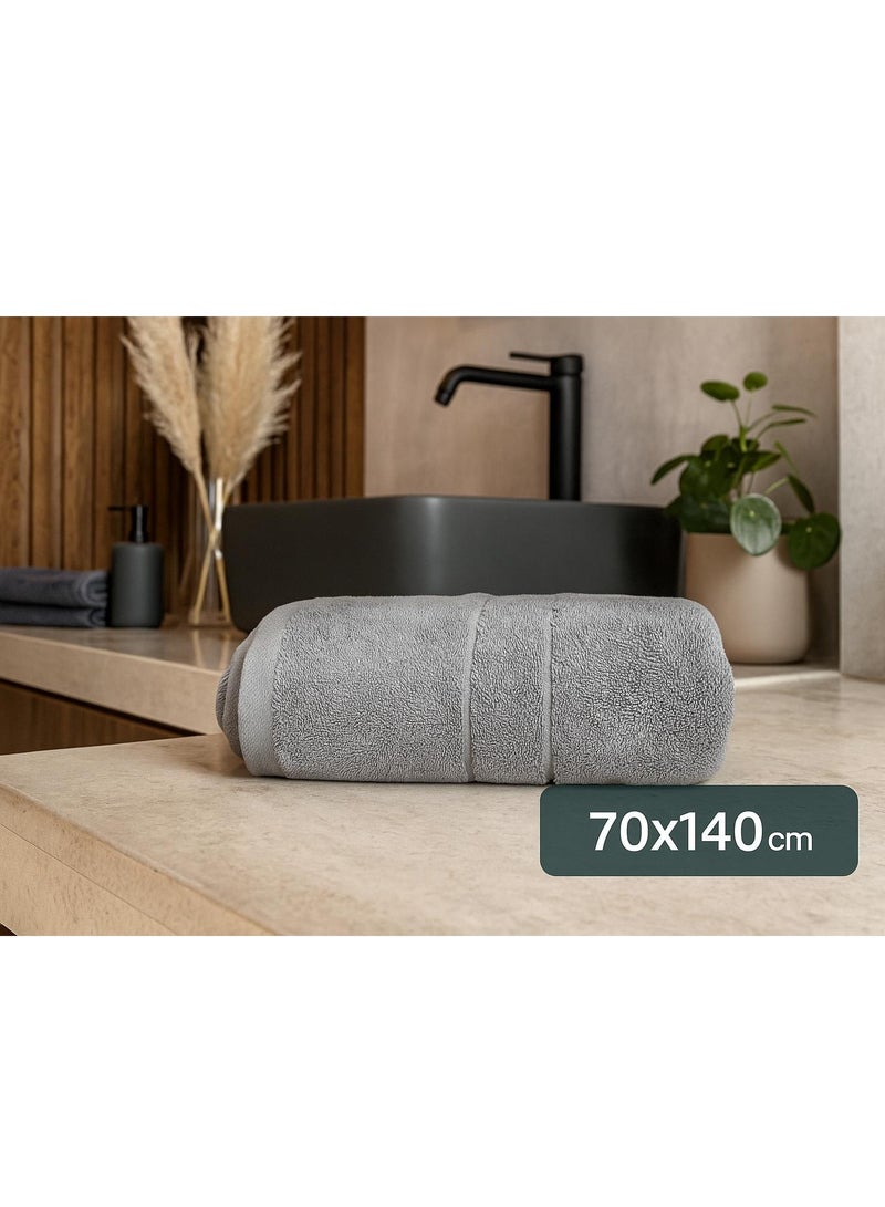 HAVLU Havlu Large Gray Turkish Cotton Bath Towel 70×140 cm – Super Soft, Quick Dry, Highly Absorbent, Lightweight, Durable, Ideal for Bathroom, Gym & Travel – Premium Quality Towel for Daily Use  - Image 2