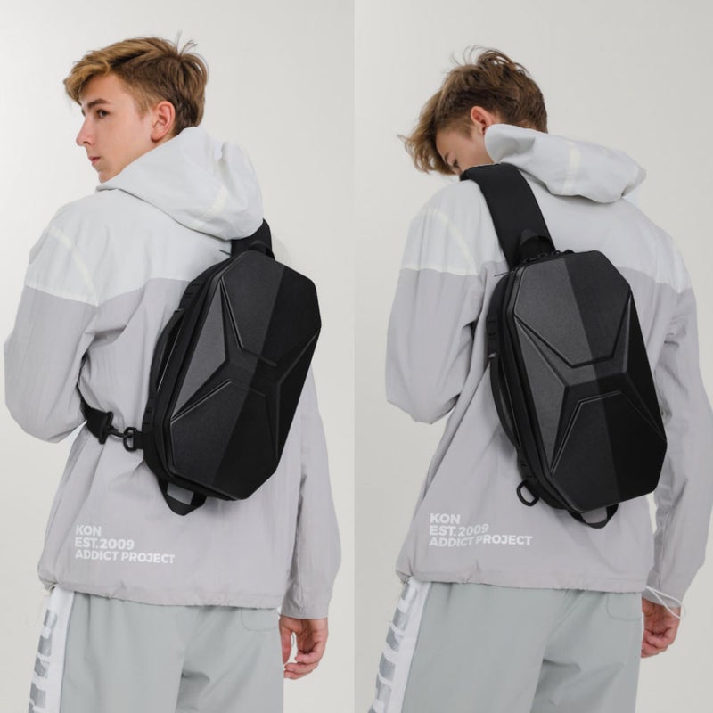 OZUKO Waterproof Crossbody Sling Backpack With Multi-Compartment Storage, Mini Laptop And Tablet Compatible, Carbon, 9509 - Image 2