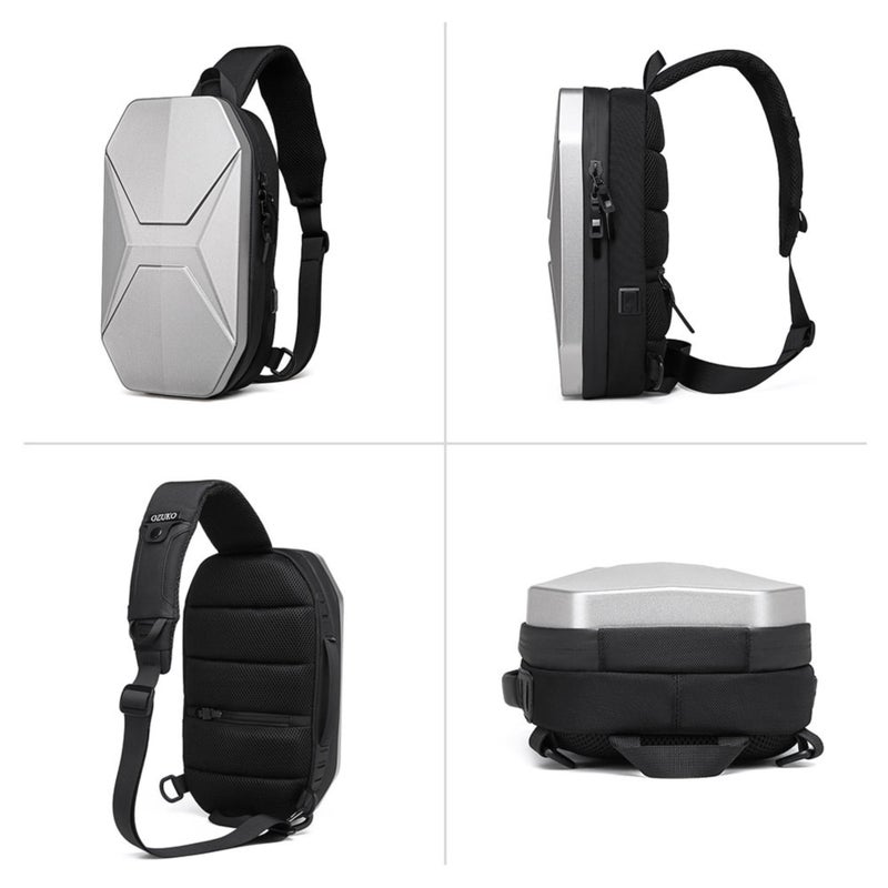 OZUKO Waterproof Crossbody Sling Backpack With Multi-Compartment Storage, Mini Laptop And Tablet Compatible, Carbon, 9509 - Image 4