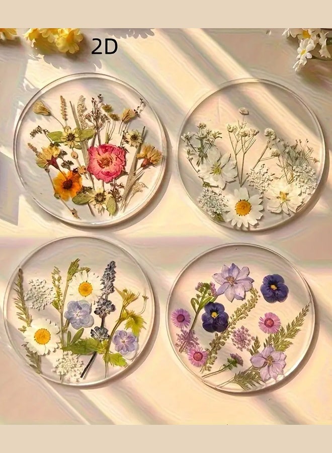 Ready For Chai طقم كوسترات أكريليك مسطحة 4 قطع، كوسترات خارجية ملونة مطبوعة، هدية زفاف عيد ميلاد عيد الأم، ديكور طاولة، تصميم فن الزهور البرية، نمط مسطح ثنائي الأبعاد، خيار عيد الميلاد، كوستر شاي، كوستر، حامل مزهرية طاولة، كوستر أنيق، طقم كوسترات، كوستر للمشروبات 4 قطع – تصميم زهور أنيق | كوسترات طاولة زخرفية للمنزل، المكتب والهدايا - Image 1