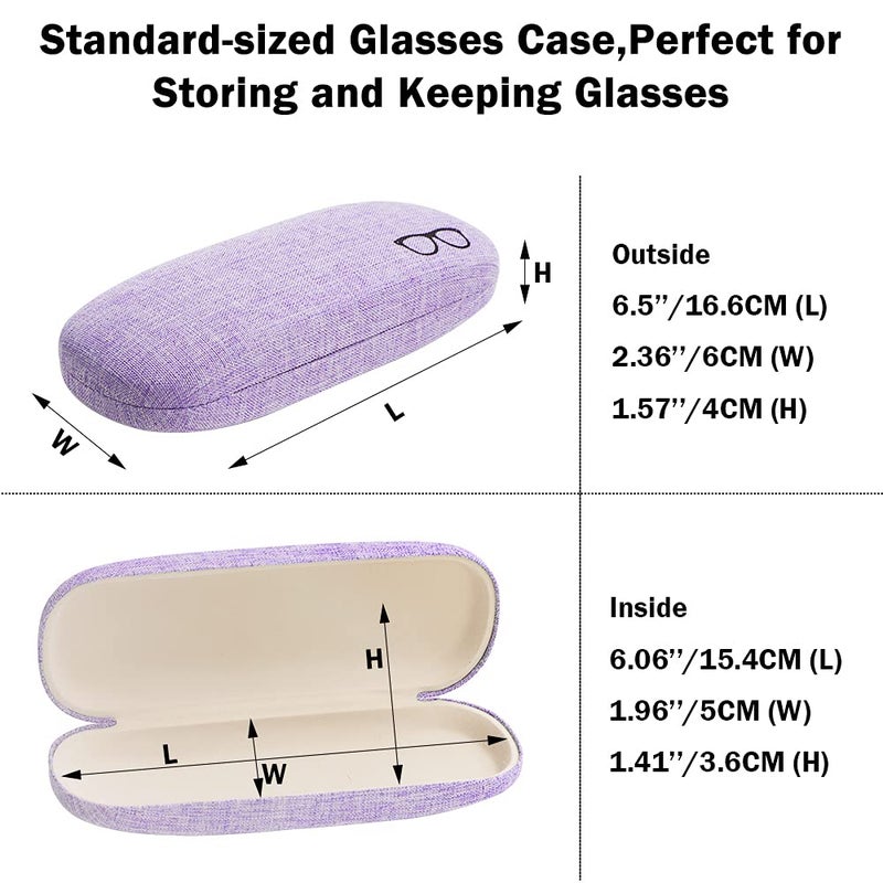LZYMSZ 4 Sets Glasses Case, Portable Linen Hard Shell Eyeglasses Cases, Protective Glasses Box for Storage Sunglasses, Eye Glass Carry Case with Glasses Accessories (Drawstring Pouch, Cleaning Cloth) - Image 2