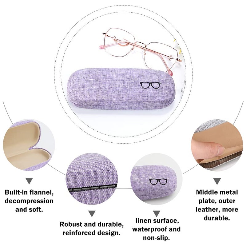 LZYMSZ 4 Sets Glasses Case, Portable Linen Hard Shell Eyeglasses Cases, Protective Glasses Box for Storage Sunglasses, Eye Glass Carry Case with Glasses Accessories (Drawstring Pouch, Cleaning Cloth) - Image 4