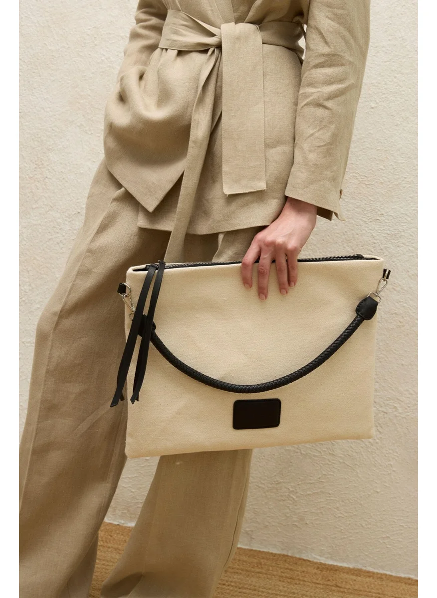 مانوكا Natural Canvas Cluch Bag Black