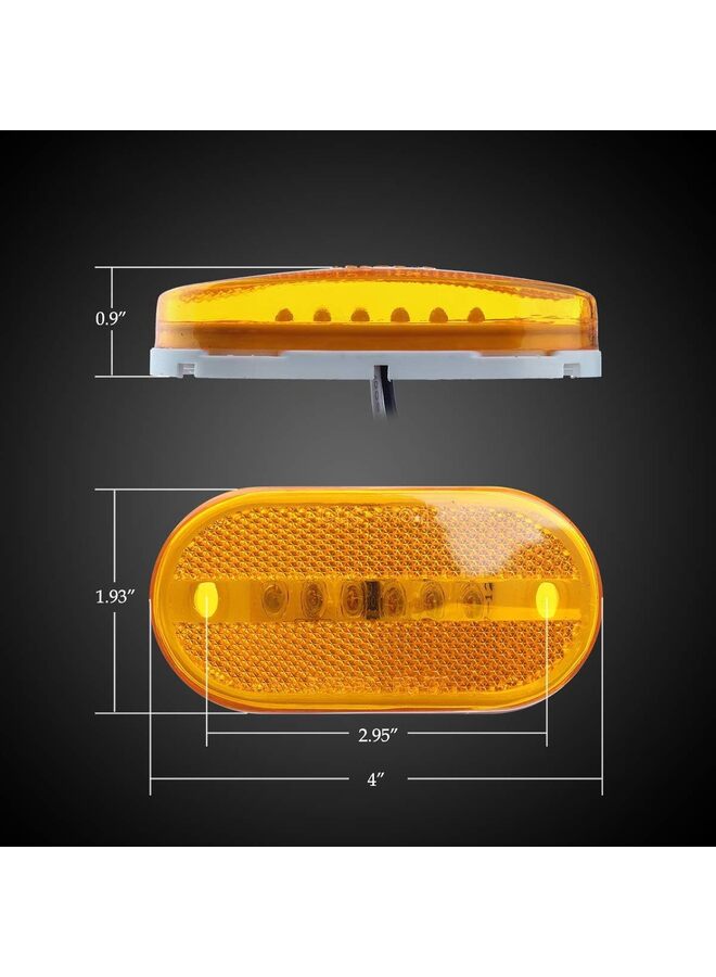 14 قطعة من مصابيح تحديد جانبية مستطيلة الشكل مقاس 4 بوصات، مزودة بـ 6 مصابيح LED، وعدسات عاكسة، ومقاومة للماء، مناسبة للشاحنات والكرفانات والمنازل المتنقلة، يتم تركيبها على السطح، 12 فولت (7 أصفر + 7 أحمر). - Image 4