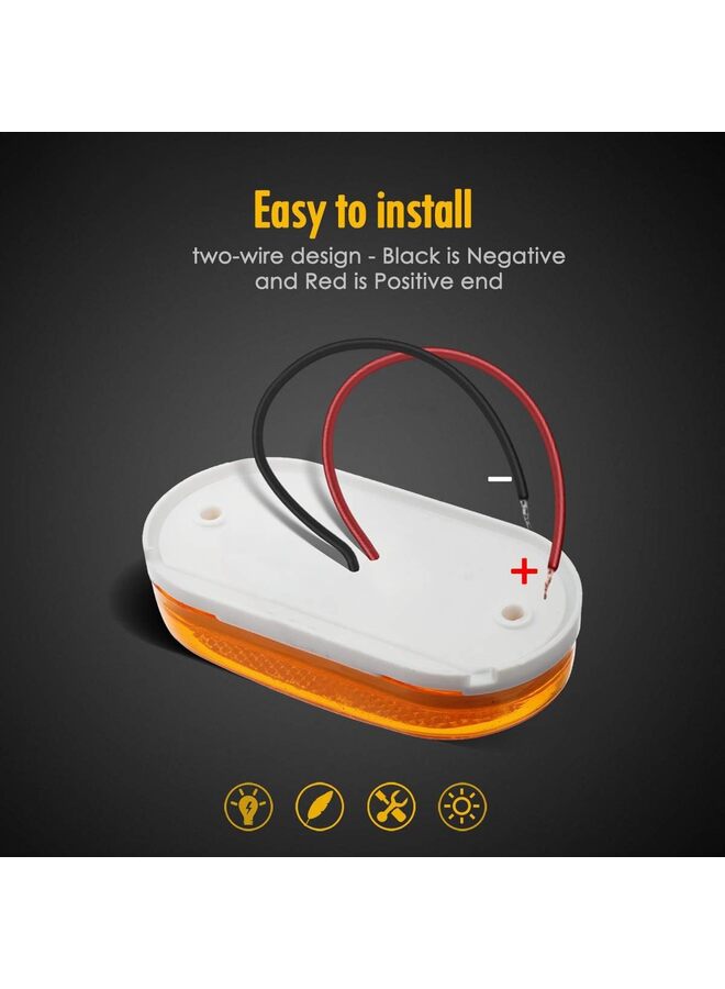 14 قطعة من مصابيح تحديد جانبية مستطيلة الشكل مقاس 4 بوصات، مزودة بـ 6 مصابيح LED، وعدسات عاكسة، ومقاومة للماء، مناسبة للشاحنات والكرفانات والمنازل المتنقلة، يتم تركيبها على السطح، 12 فولت (7 أصفر + 7 أحمر). - Image 5