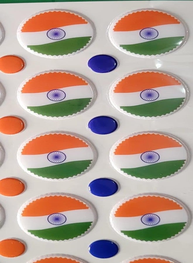 FULLFILLS Puffy 3D Foam self Adhesive StickersTiranga (2 Sheet in Flag & Heart Shape + 2 Sheet in Circle Shape) - Image 3