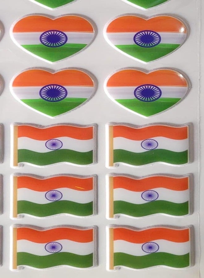 FULLFILLS Puffy 3D Foam self Adhesive StickersTiranga (2 Sheet in Flag & Heart Shape + 2 Sheet in Circle Shape) - Image 2