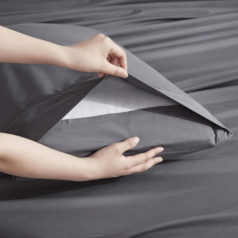 Nestl Extra Deep King Sheet Set - 6 Piece Breathable & Cooling Sheets - Dark Gray - Image 5