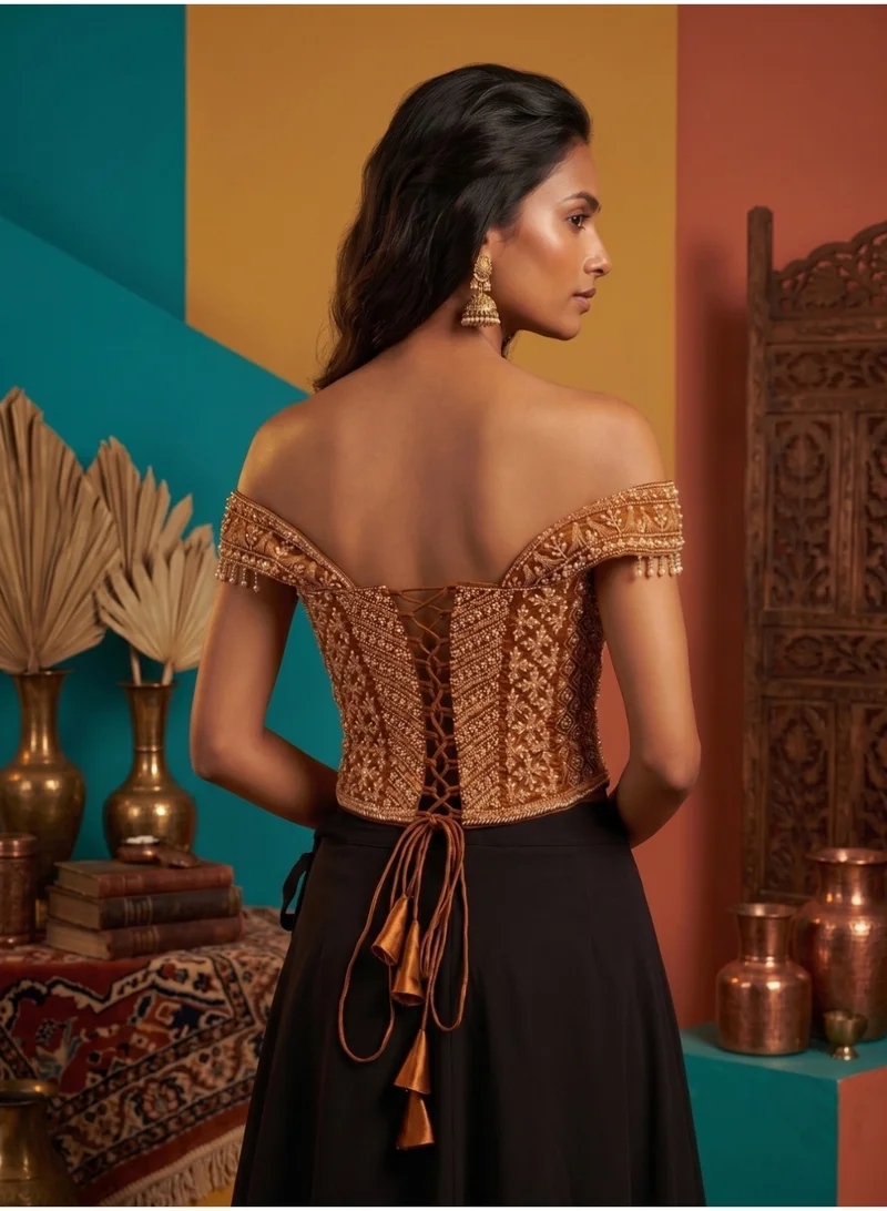 Nool  Firdaus Off Shoulder Corset Blouse for Women | Best Price UAE